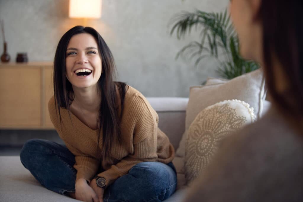 Happy woman in therapy